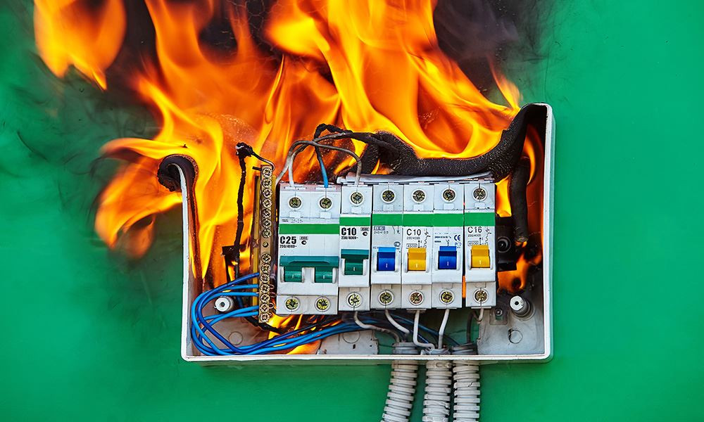 normative sicurezza impianti elettrici - impianto in fiamme